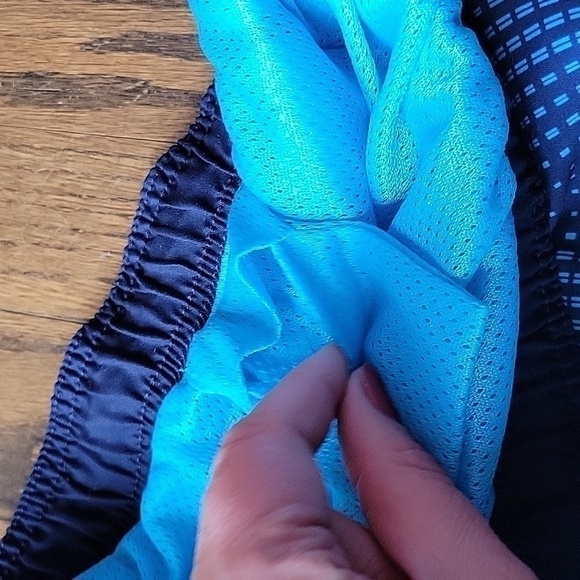 Nike Blue Geometrical Men Swim Trunks Sporty Lined Side Pockets Strings Vintage - Picture 15 of 16